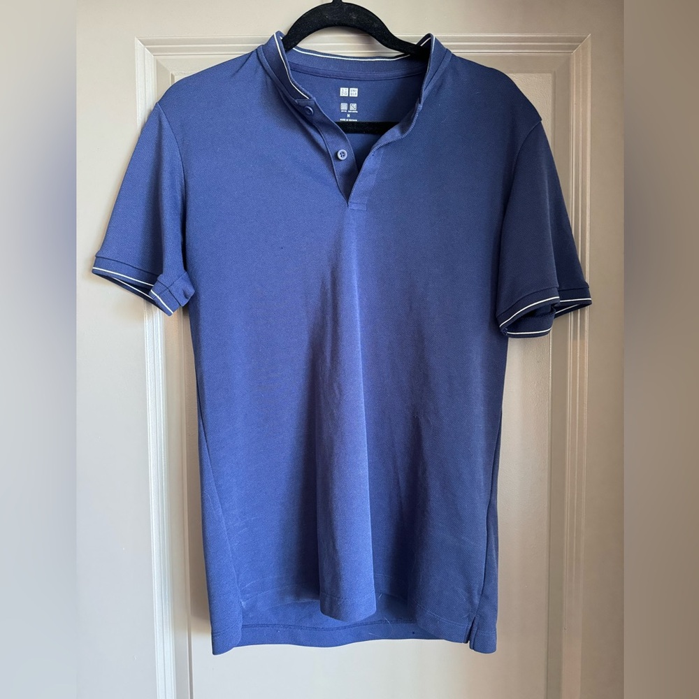 Uniqlo Dry-Ex Navy Blue Stand Collar Polo Size Medium